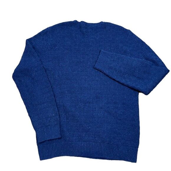 Gant Rugger Wool Blend The Moi Crewneck Basketweave Navy Blue Men's Size Medium - Picture 5 of 10